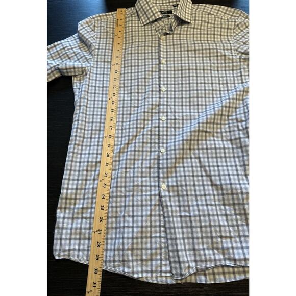 Hugo Boss Sharp Fit Button Up Shirt Size 16/34-35 Gray Plaid - Picture 3 of 5